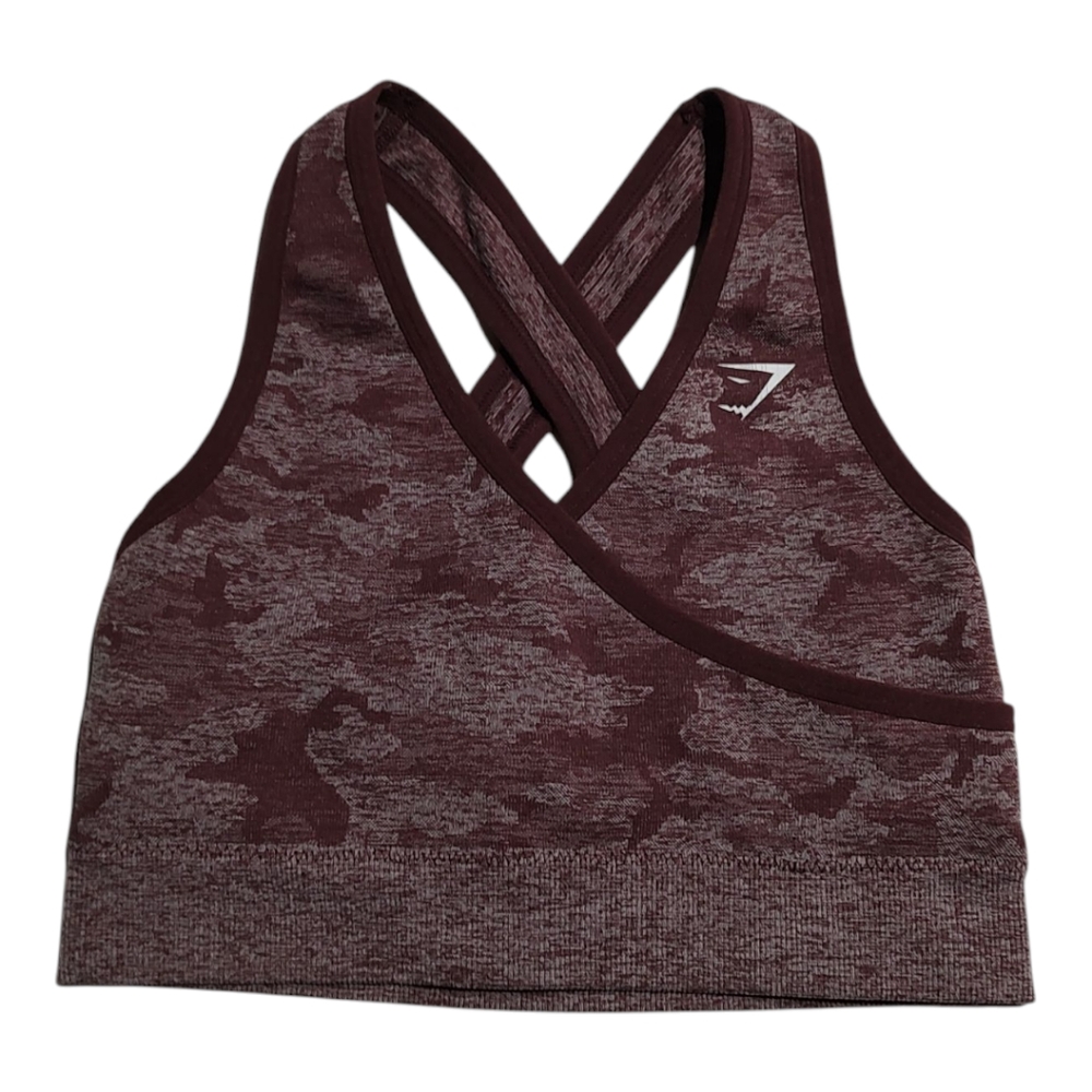 Gymshark Heathered Maroon Cross Front Racerback Sports Bra S